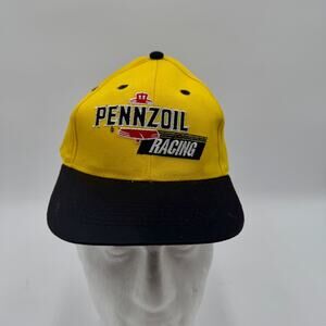 Vintage Pennzoil Racing Hat Cap SnapBack Embroidered Yellow Black New